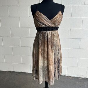 Y2K Roulette Patterned Sheer Prom Formal Dress Brown Size 8